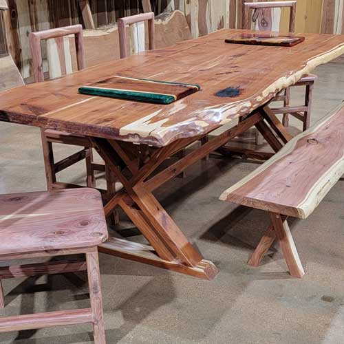 Custom Cedar Table Chairs Bench