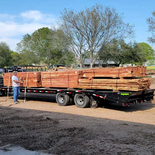 Loaded Trailer with Cedar Lumber